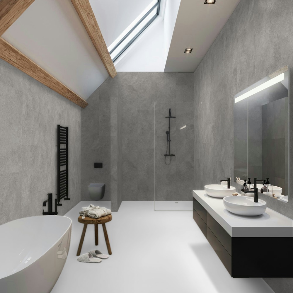falquon vinylboden wand und bodenverkleidung klick vinyl vellutto p3002  badezimmer fliese the wall